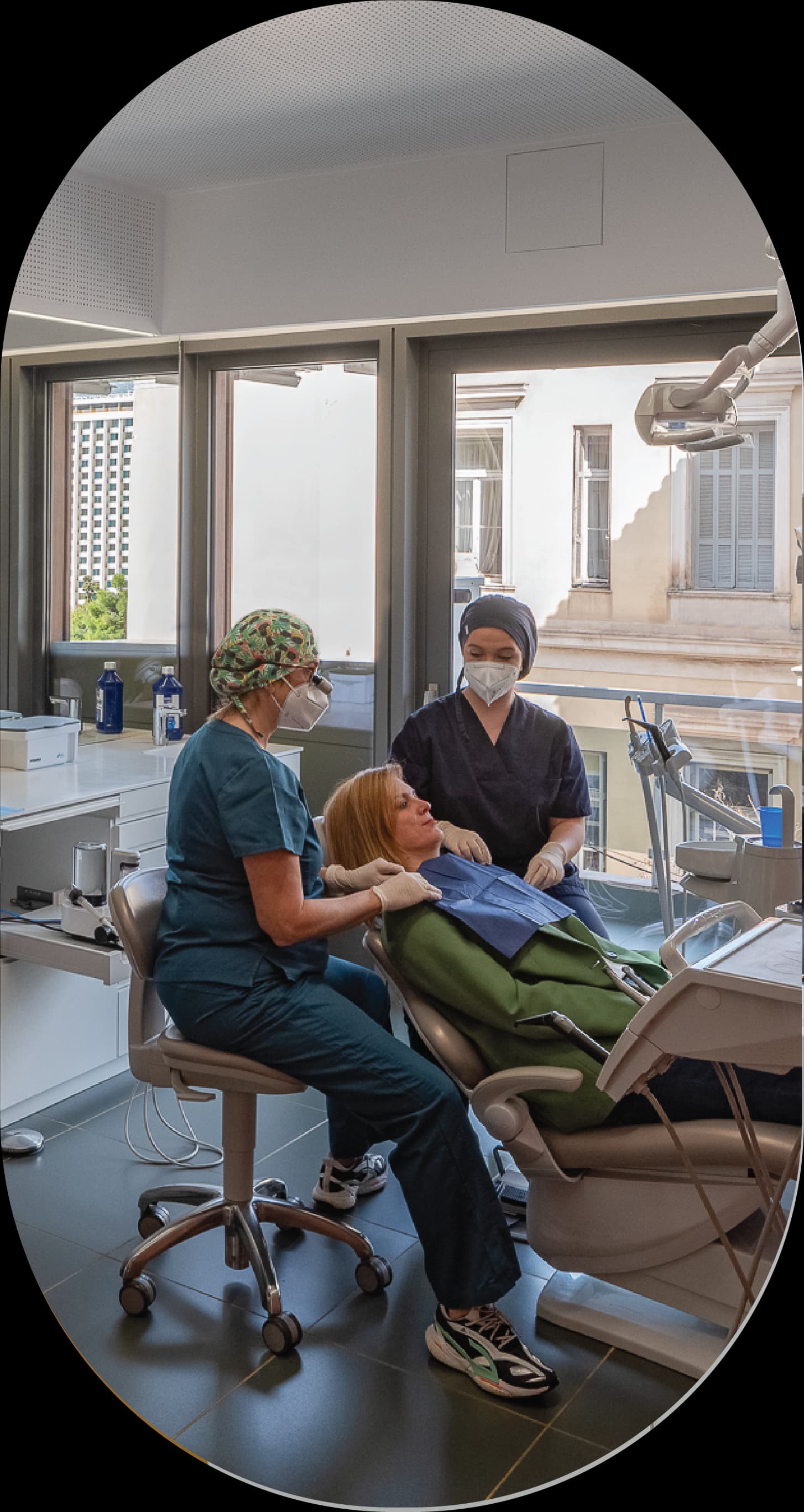 Dr Anna Lagou working with a patient