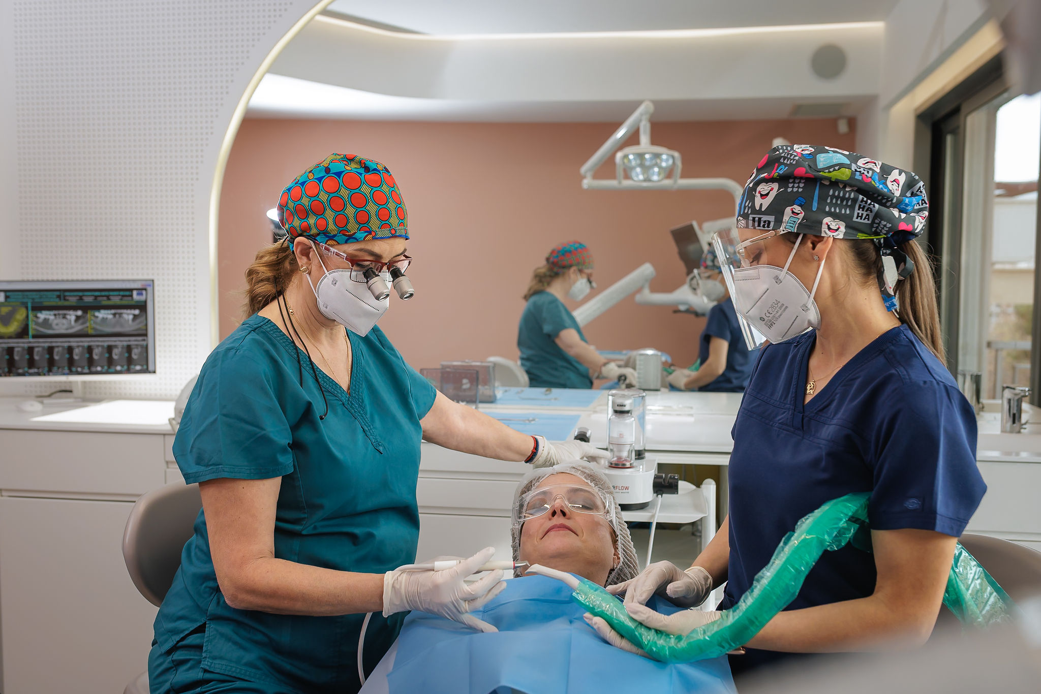 Dr Anna Lagou working on a patient